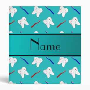 Custom name turquoise brushes and tooth pattern binder