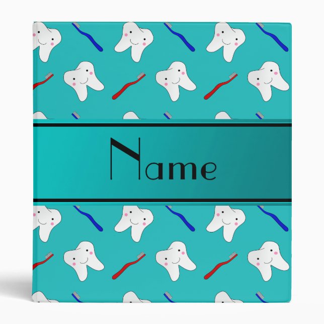 Custom name turquoise brushes and tooth pattern binder (Front)