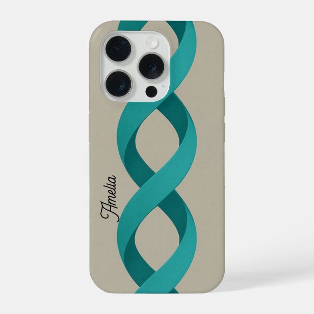 Custom Name Turquoise Spiral Bands iPhone Case (Back)