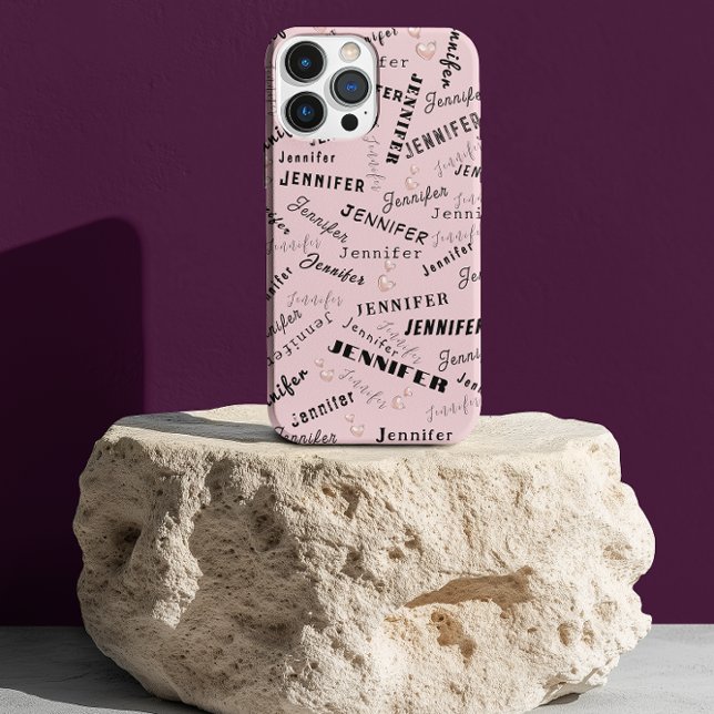 Custom Name Typography Pattern iPhone Case (Creator Uploaded)