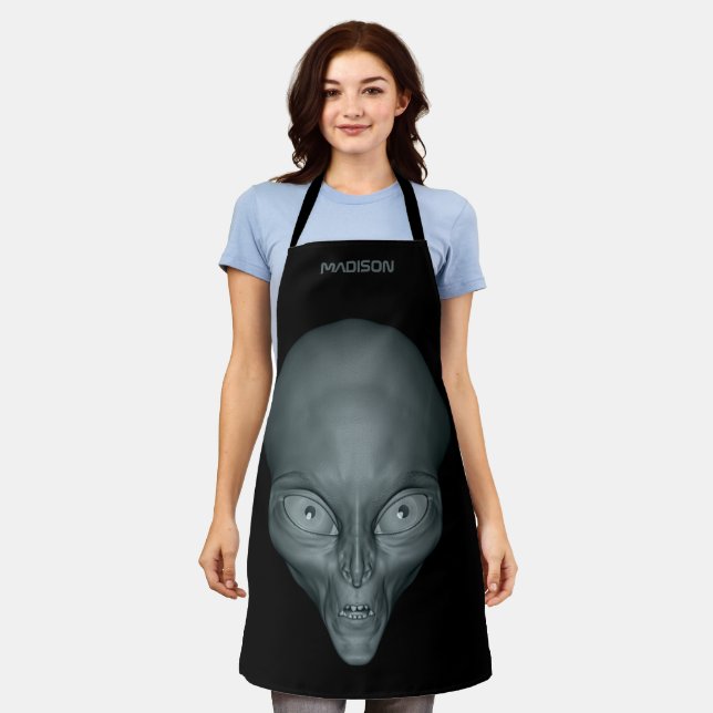 Custom name UFO Alien apron (Worn)