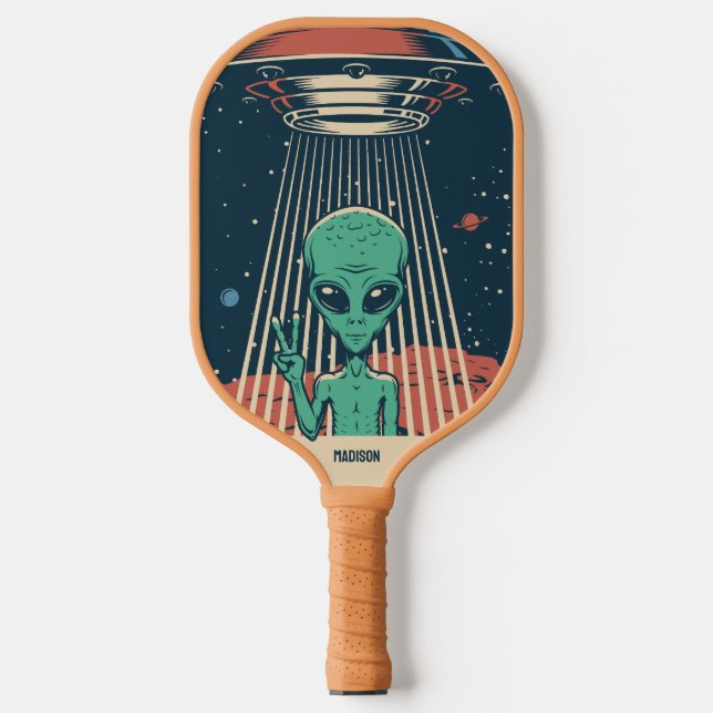 Custom Name UFO Alien Pickleball Paddle (Front)