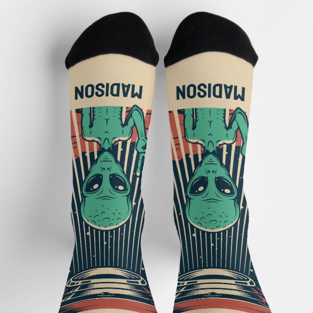 Custom Name UFO Alien Socks (Top)