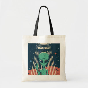 Custom Name UFO Alien Tote Bag