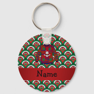 Custom name ugly christmas sweater candy canes keychain