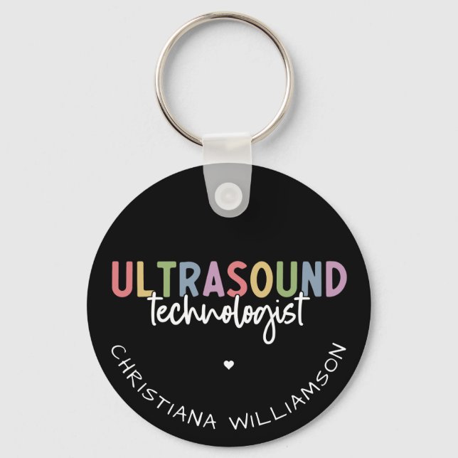 Custom Name Ultrasound Technologist Gifts Keychain (Front)
