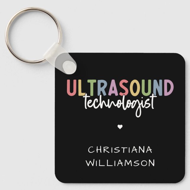 Custom Name Ultrasound Technologist Gifts Keychain (Front)