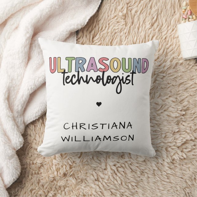 Custom Name Ultrasound Technologist Gifts Throw Pillow (Blanket)