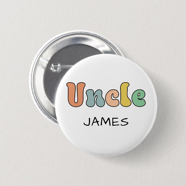 Custom Name Uncle Retro Gift | Uncle Personalized 2 Inch Round Button (Front & Back)