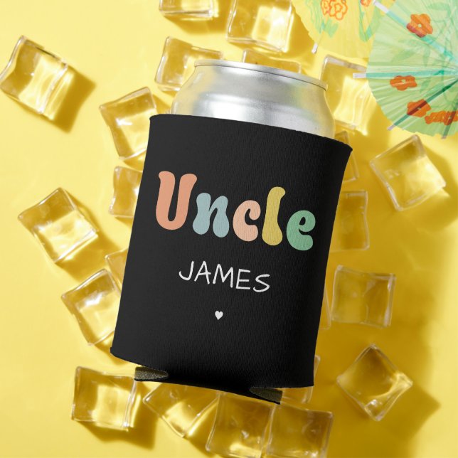 Custom Name Uncle Retro Gift | Uncle Personalized  Can Cooler (In Situ Summer)