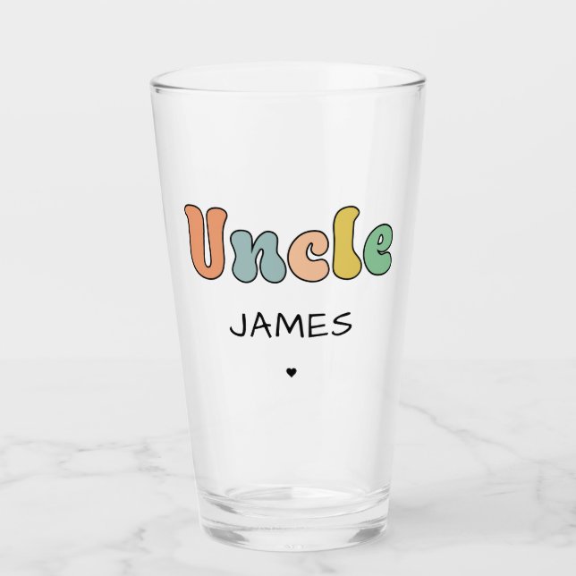 Custom Name Uncle Retro Gift | Uncle Personalized Glass (Front)