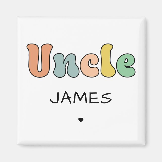 Custom Name Uncle Retro Gift | Uncle Personalized Magnet (Front)