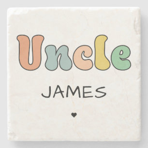 Custom Name Uncle Retro Gift   Uncle Personalized Stone Coaster