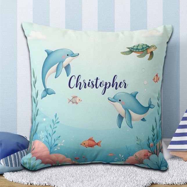 Custom Name Under the Sea  Throw Pillow (Creator Uploaded)