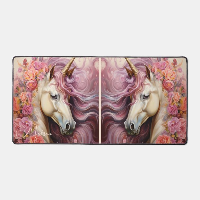 Custom Name Unicorn Desk Mat (Front)