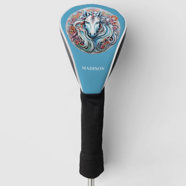 Custom Name Unicorn Golf Head Cover (Front)