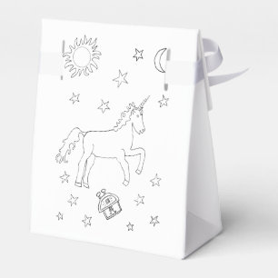 Custom Name Unicorn Stars Colour-in Favor Box