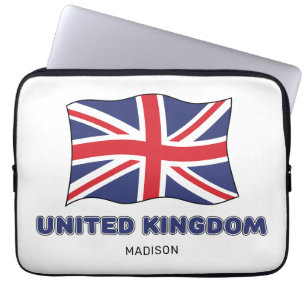Custom Name United Kingdom Flag Laptop Sleeve