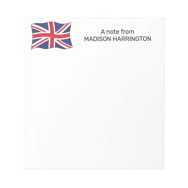 Custom Name United Kingdom Flag Notepad (Front)