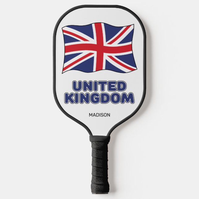 Custom Name United Kingdom Flag Pickleball Paddle (Front)