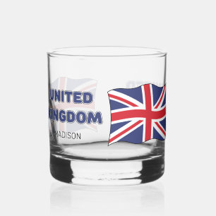 Custom Name United Kingdom Flag Whiskey Glass