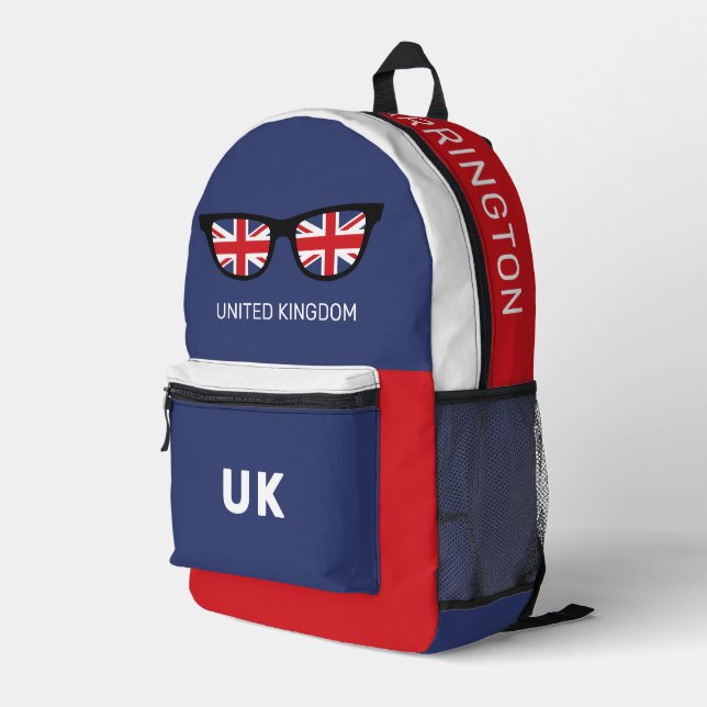 Custom Name United Kingdom Printed Backpack (Back Corner Right)