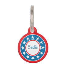 Custom Name USA Flag Stars Stripes Pet ID Tag