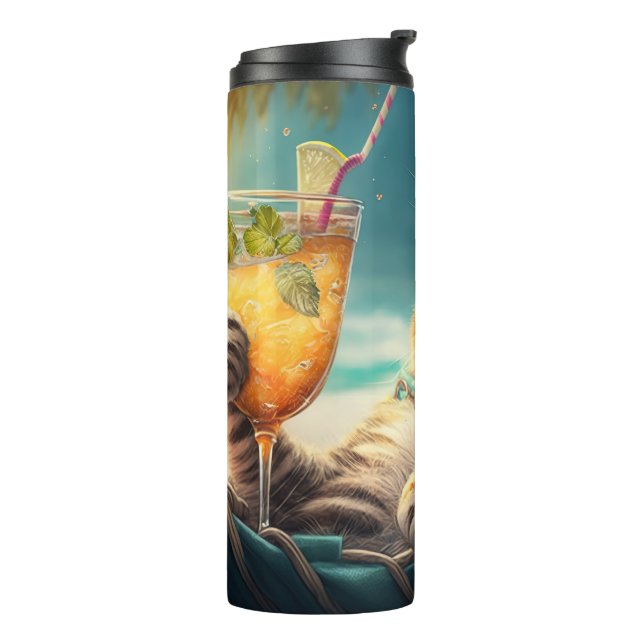 Custom Name Vacation Cat Thermal Tumbler (Rotated Left)