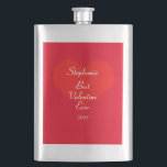 Custom Name Valentine's Day Red Heart Pattern Cute Hip Flask<br><div class="desc">Designed with text template for monogram name,  red heart pattern and cute Valentine's day message,  this is a beautiful gift for him or her (you can change the name as you want) on Valentine's day. You may also change the background colour or text font & colour as you like.</div>