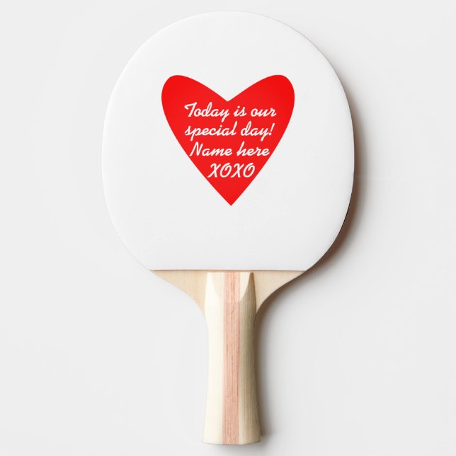 Custom Name Valentine's Day XO Ping Pong Paddle (Front)