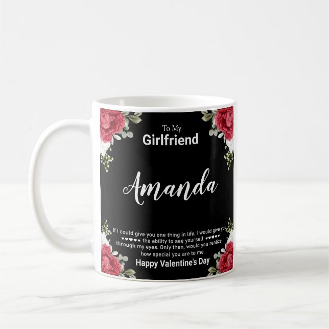 Custom Name Valentine's Message for Girlfriend Coffee Mug (Left)