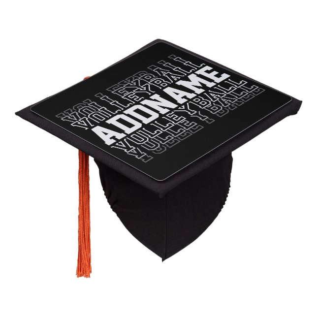CUSTOM NAME Vanishing Volleyball Logo Team Player  Graduation Cap Topper (Angled)