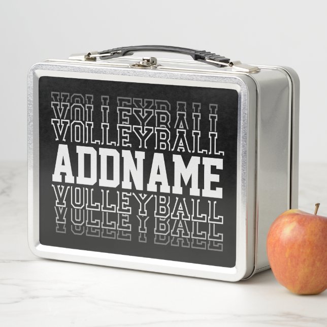 CUSTOM NAME Vanishing Volleyball Logo Team Player  Metal Lunch Box (In Situ)