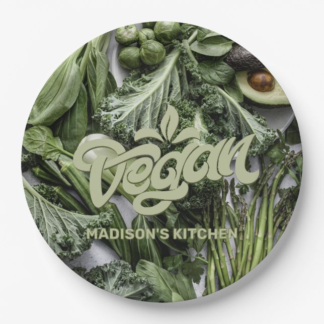 Custom Name Vegan Paper Plate (Front)