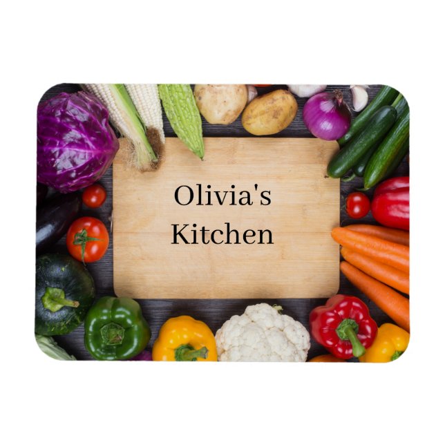 Custom Name Veggie Kitchen Magnet (Horizontal)