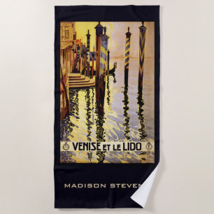 Custom name Venice (Venise) Vintage Travel Beach Towel