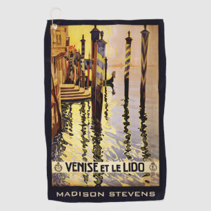 Custom name Venice (Venise) Vintage Travel Golf Towel