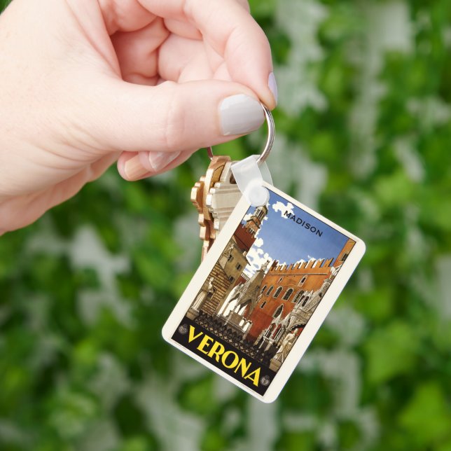 Custom name Verona Italy Vintage Travel Keychain (Hand)
