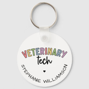 Custom Name Veterinary Tech   Vet Technician Keychain