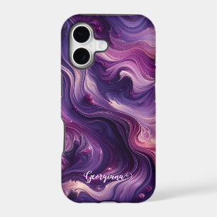 Custom Name Vibrant Purple Poured Paint Effect