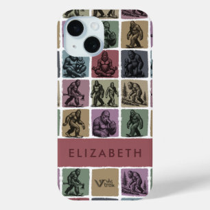 Custom Name Vintage Bigfoot Retro Forest Art iPhone 15 Case