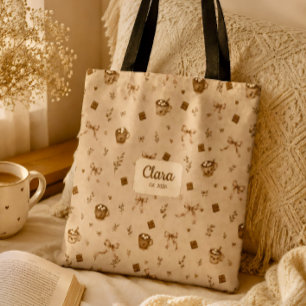 Custom Name Vintage Cozy Cocoa Hot Chocolate Gift Tote Bag