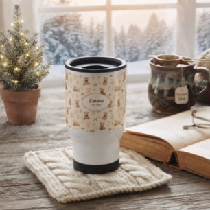Custom Name Vintage Cozy Cottagecore Teddy Bear  Travel Mug