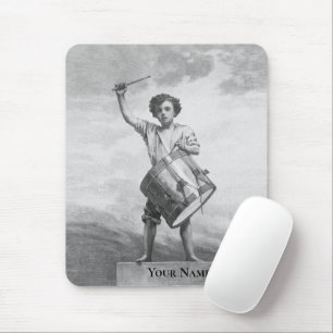 Custom Name Vintage Drummer Boy Drum Art Musician Mouse Pad