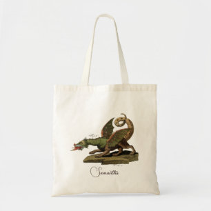Custom Name Vintage Medieval Renaissance Dragon  Tote Bag