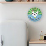 Custom Name Vintage Sign Look Fresh Eggs Large Clo Clock<br><div class="desc">Eggactly what you need to show off your special eggs. Fun farmhouse decor. Great for gifting or roadside stands.</div>