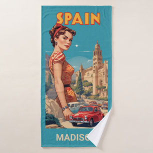 Custom Name Vintage Spain Bath Towel