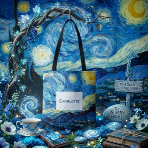 Custom Name Vintage starry Nights Van Gogh Tote Bag