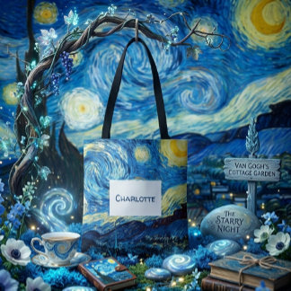Custom Name Vintage starry Nights Van Gogh Tote Bag