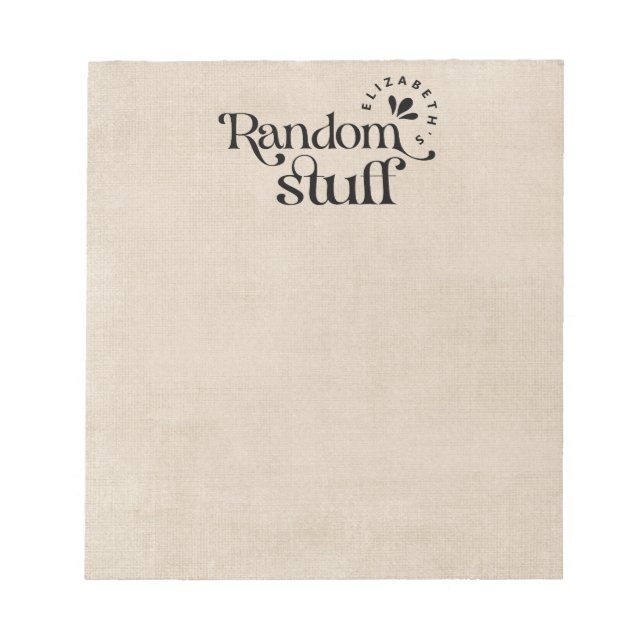 Custom Name Vintage Tan Typography Notepad (Front)